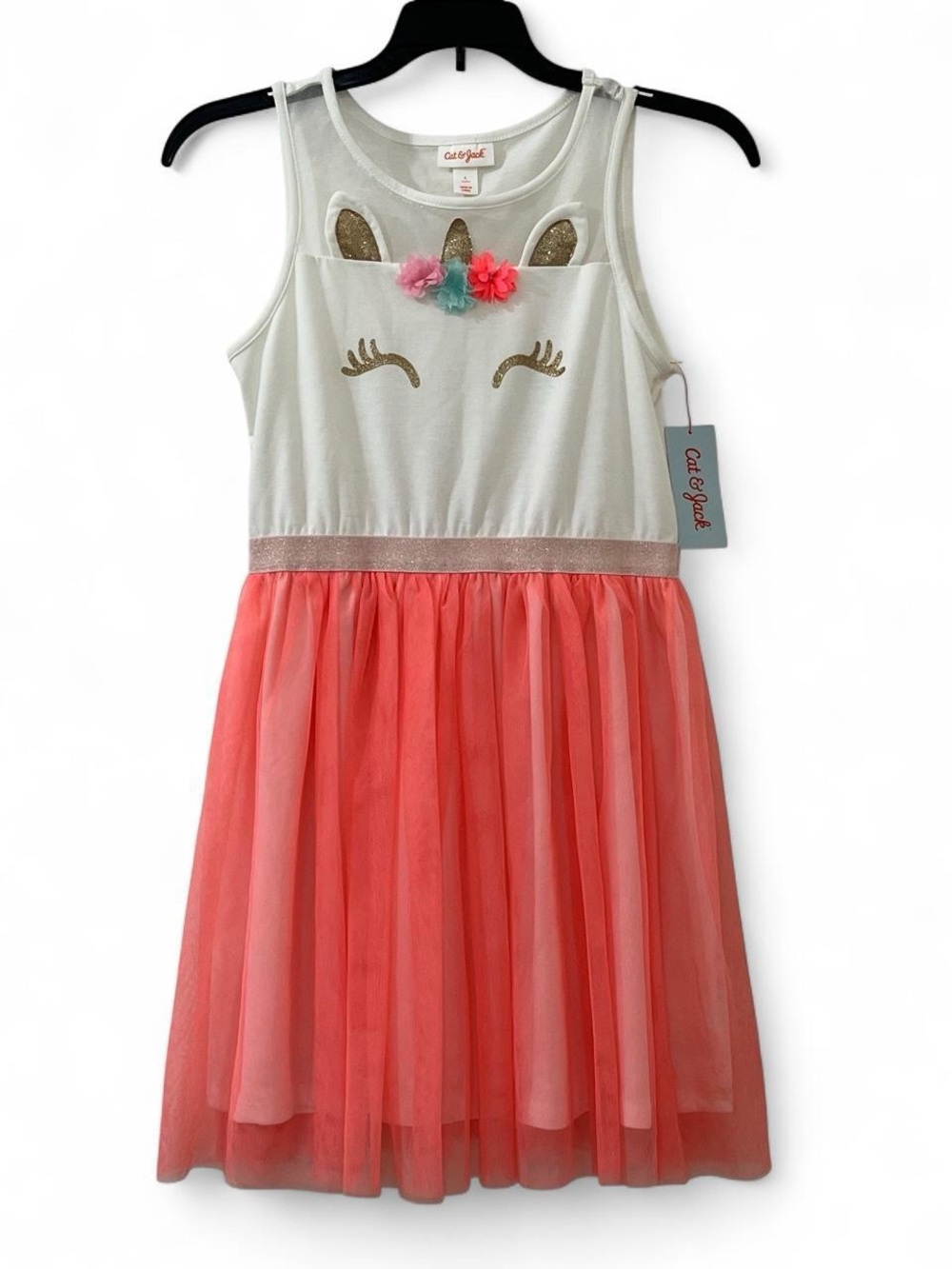 Cat & Jack White and Coral Tulle Unicorn Dress